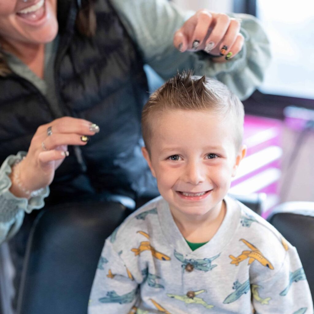 boy getting a haircut