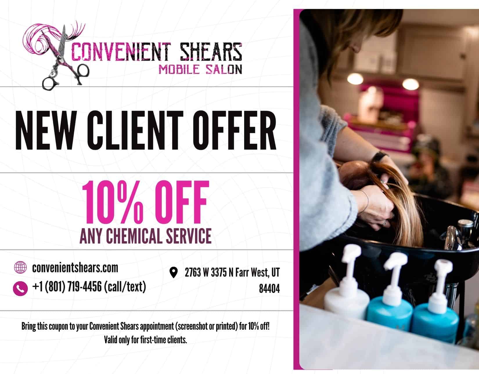 10% off services coupon for new clients